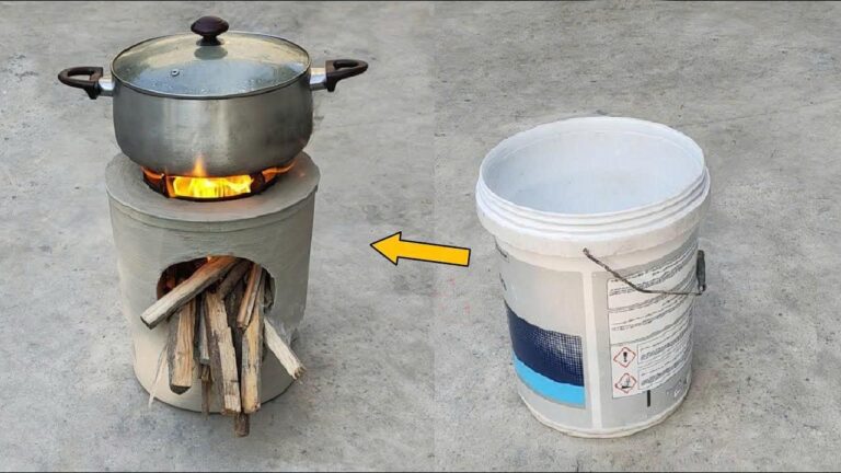 5 kreative DIY Ideen für einen selbstgemachten Holzofen aus Zement und Eimer